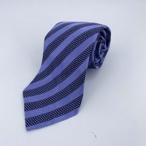 Eton Tie Mens One Size Purple Black Striped Silk Classic Necktie Italy Made